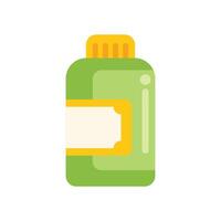 Green plastic bottle with yellow label showing front view vector
