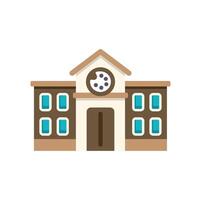 Brown university building with clock tower facade icon vector