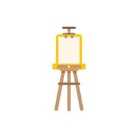 Wooden easel with blank canvas standing on three legs vector