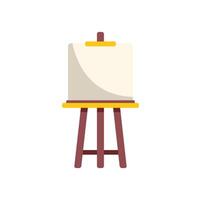 Wooden easel with blank canvas standing on floor vector