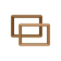 Two empty wooden picture frames overlapping presenting copy space vector