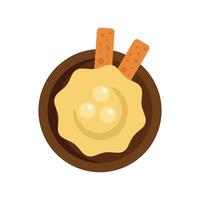 Bowl of hummus dip with breadsticks on wooden plate vector