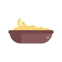 Bowl of hummus with a lemon wedge on top vector