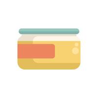 Glass jar with metal lid containing honey with blank label vector