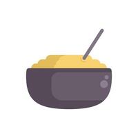 Bowl containing mashed potatoes with spoon sticking out from food vector