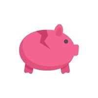 Pink piggy bank being broken showing financial loss vector
