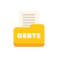 Yellow debt folder containing financial documents vector