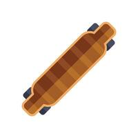 Wooden longboard skateboard lying top view isolated icon vector