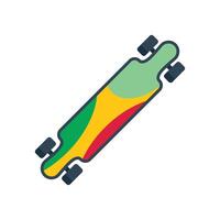 Colorful longboard skateboard standing on white background vector