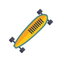 Yellow longboard skateboard standing isolated on white background vector
