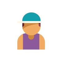 Young man wearing tank top and baseball cap flat icon design vector