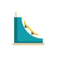 Yellow skateboard going down a ramp in skatepark vector