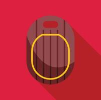 Brown cutting board with yellow border and hanging hole on red background vector