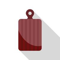 Dark red cutting board with long shadow on white background vector
