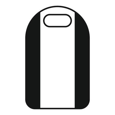 Black and white cutting board with rounded top and hole