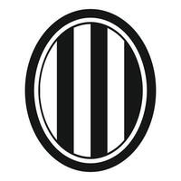 Round striped shield icon showing three vertical black bars vector