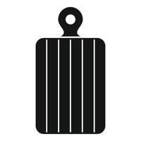 Black plastic cutting board with hanging hole showing grooves vector