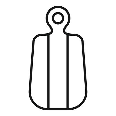 Kitchen cutting board with hole for hanging, simple black outline icon