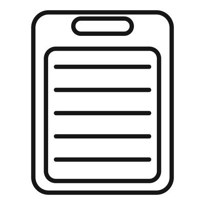 Plastic kitchen cutting board with lines and hole for hanging showing clean surface