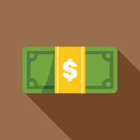 Stack of money wrapped with yellow paper strip showing dollar sign vector
