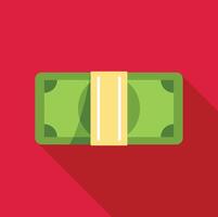 Stack of money wrapped with yellow paper on red background vector