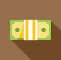 Stack of money wrapped with yellow and white striped ribbon on brown background vector