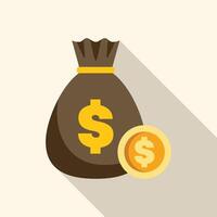 Big money bag and gold coin representing savings or investment vector