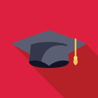 Graduation cap symbolizing academic achievement and success on red background vector