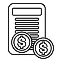 Coins laying over invoice representing payment for services rendered vector