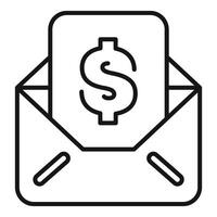 Open envelope with dollar symbol on document for online payment concept vector
