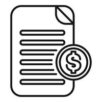 Document with dollar coin representing financial report or invoice vector