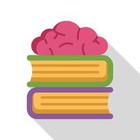 Brain resting on two books symbolizing knowledge and learning vector
