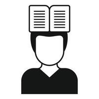 Student learning and studying with open book on head vector