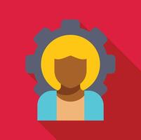 Woman and gear wheel symbolizing collaboration and integration in business processes vector