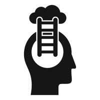 Ladder leading to cloud inside human head, career path, personal growth, and success vector