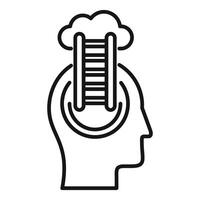 Ladder leading to cloud inside human head representing personal development vector