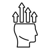 Growing business skills represented by growing arrows from head vector