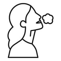 Woman exhaling air showing respiratory system functionality vector