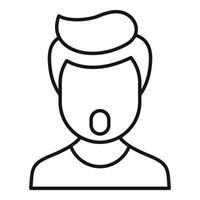 Young man speaking with open mouth in line art style vector