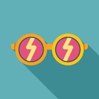 Round sunglasses with lightning symbol reflecting power and energy vector