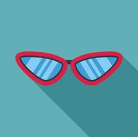 Red sunglasses reflecting summer vibes with long shadow vector