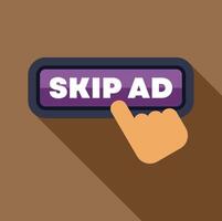Hand is pressing skip ad button on a website or social media vector