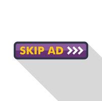 Skip ad button inviting user to avoid watching advertisement vector