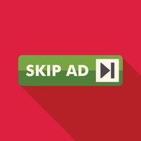 Skip ad button inviting user to skip advertisement vector