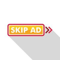 Skip ad button with arrows pointing to the right vector