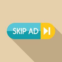 Skip ad button showing online advertisement avoidance vector