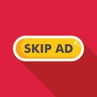 Skip ad button inviting user to avoid watching advertisement vector