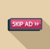 Skip ad button allowing users to bypass commercials vector