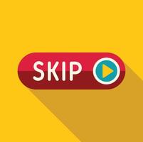 Red skip button with play symbol on yellow background vector