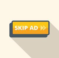 Skip ad button with shadow and arrow, avoiding advertisement vector